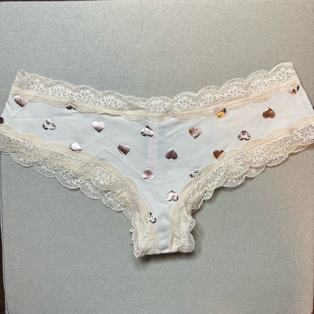 PINK Victoria Secret "Hearts" Lace Trim Cheeky Panty